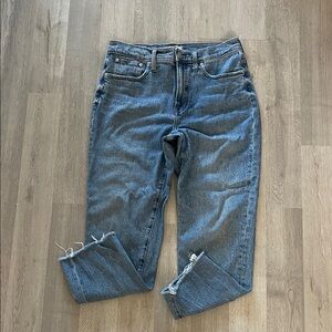 MADEWELL 29 'The Perfect Vintage Jean' Frayed Hem High Waist Straight Leg